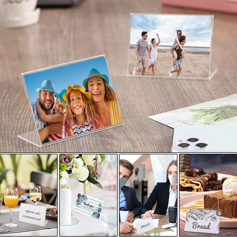 20 PCS 3.5 X 5 Inch Acrylic Sign Holders,Acrylic Picture Frame Clear Sign Holder,Card Price Card Tag For Home Restaurant