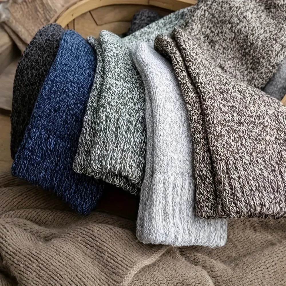 5pairs Fashion Thicken Winter Socks Warm Simple Men Socks Soft Comfortable Cold Resistant Socks Men Boy