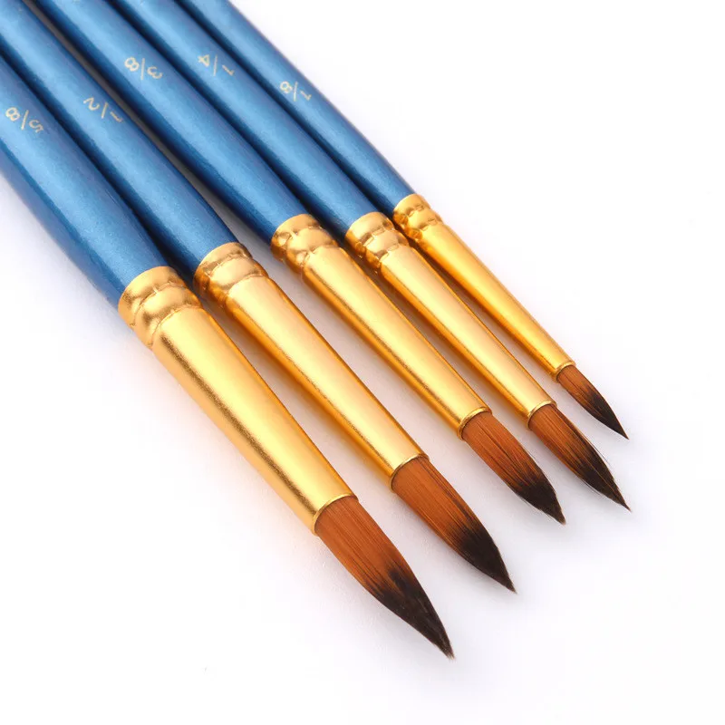 5Pcs Paint Brushes Set Nylon Hair Painting Brush Short Rod For Oil Acrylic Brush Watercolor Brushes Professional Art Supplies