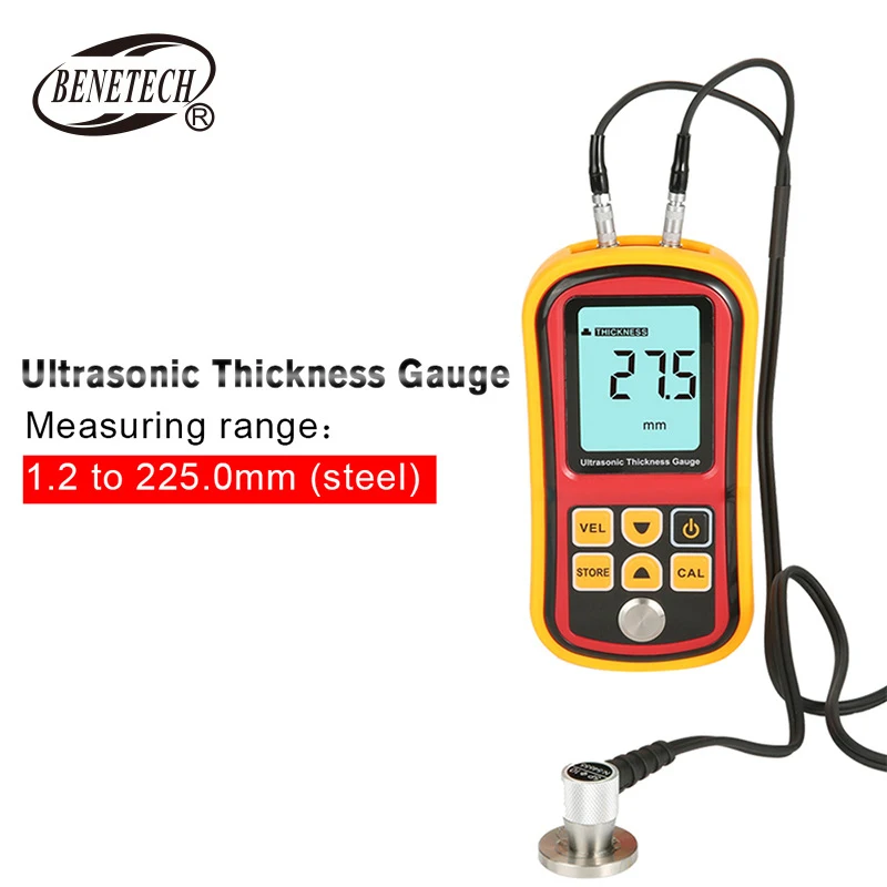 Handheld Digital Ultrasonic Thickness Gauge Metal Pipe Steel Wall Thickness Tester Velocity Calibration Data Storage Portable In