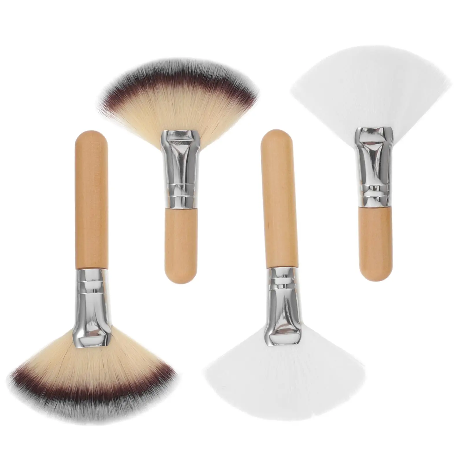 Brosse à poudre libre, 4 pièces, maquillage, Blush, soins de la peau, surligneurs, épurateur de visage, éventail à paillettes