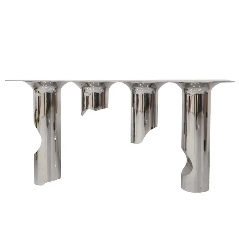 

New light luxury stainless steel, villa mansion foyer entrance artistic porch table