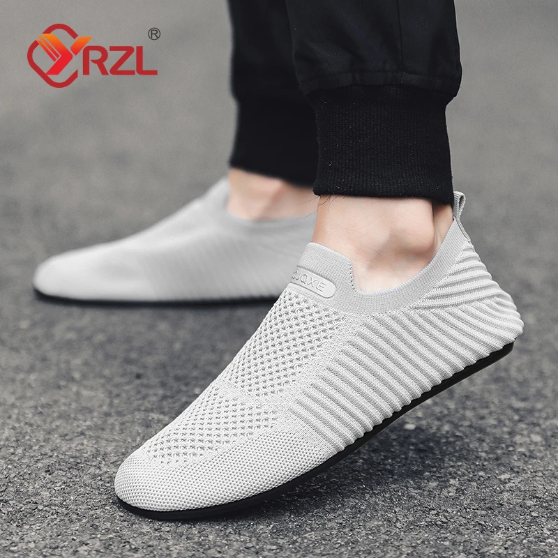 

YRZL Summer Men Slip on Flat Breathable Brown Man Shoes Men's Comfort Soft Sole Casual Shoes Man Plus Size Loafers Walking Shoes