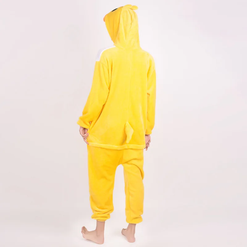 Yellow Duck Cartoon Onesies Winter Animal Pajamas Kigurumi Cosplay Anime Costumes Halloween Family Onepiece Fleece Sleepwear Set