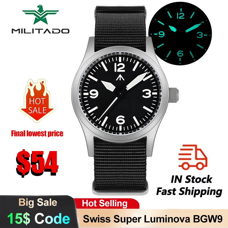 Militado ML05 Quartz Watch New Sword-shaped Hands Dial VH31 Movement Military Watch Sapphire Luminous 100m Waterproof Watches
