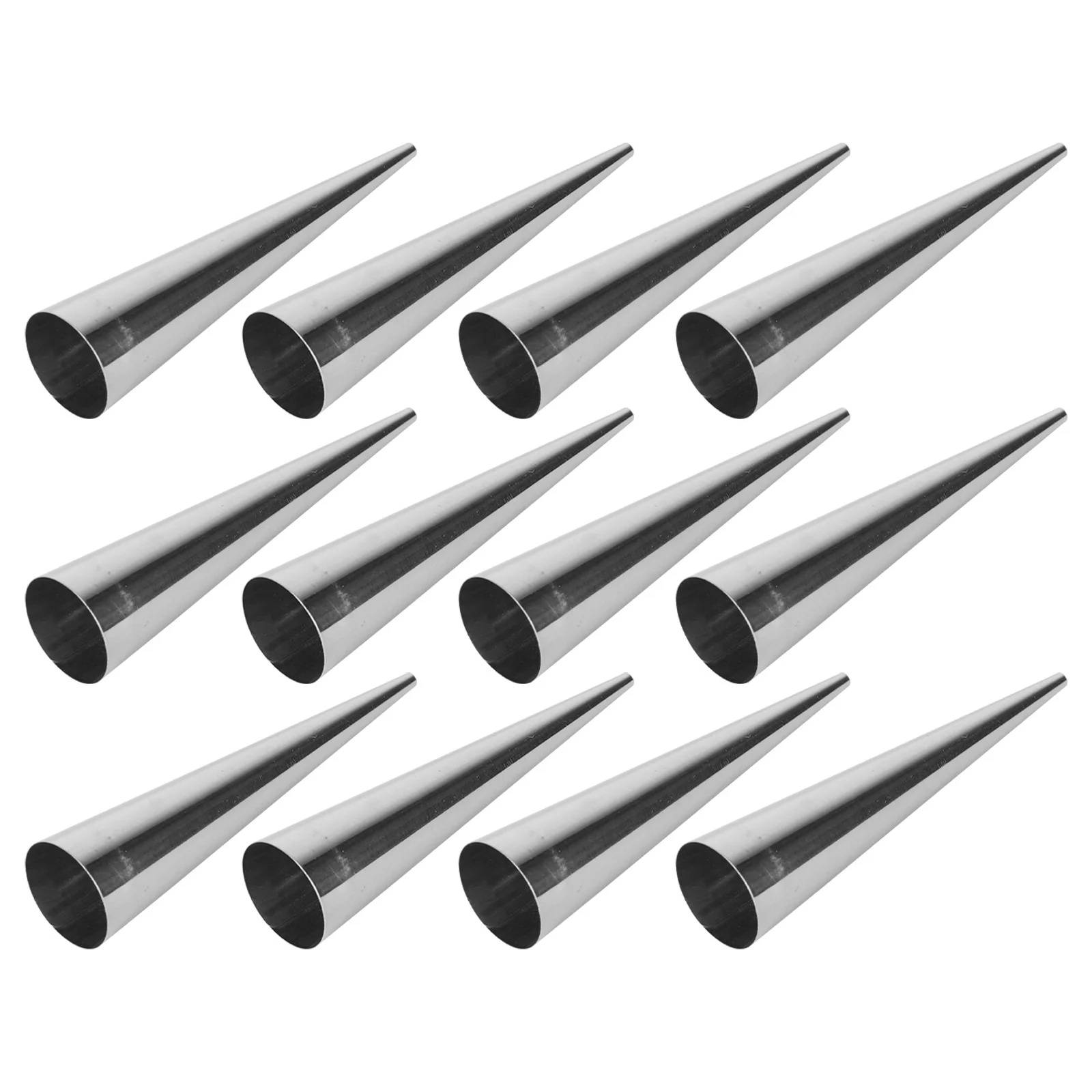 

12pcs Stainless Steel Croissant Mold Cylindrical Connoli Form Reusable Baking Tube For Pastry Cupcake Dessert Decoration