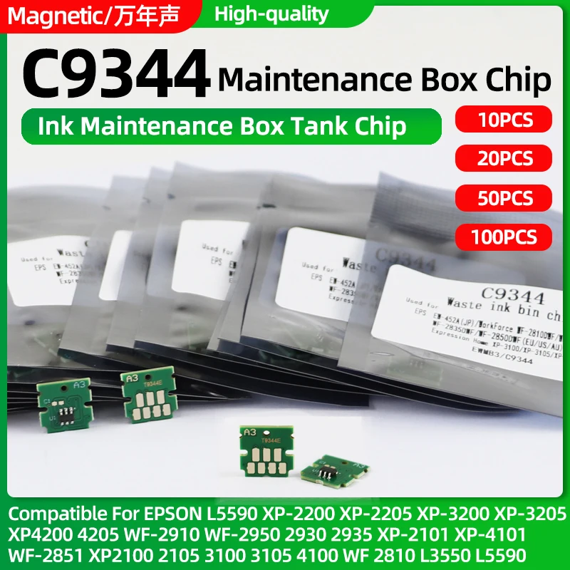 10~100pcs C9344 Maintenance Box Tank Chip For Epson WF-2910 WF-2950 2930 2935 L5590 L3550 XP-2200 XP-2205 XP-3200 3205 4200 4205