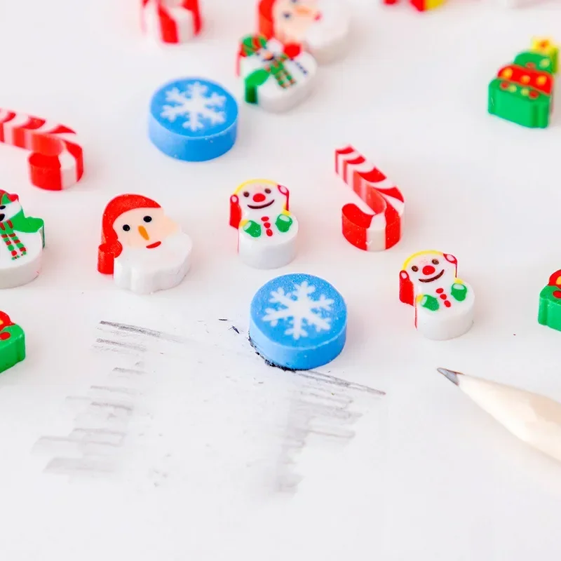 20 pezzi di gomme da cancellare per matite natalizie Kawaii pupazzo di neve Santa Mini gomme da cancellare per bambini regali per studenti cancelleria Kawaii forniture per ufficio scolastico