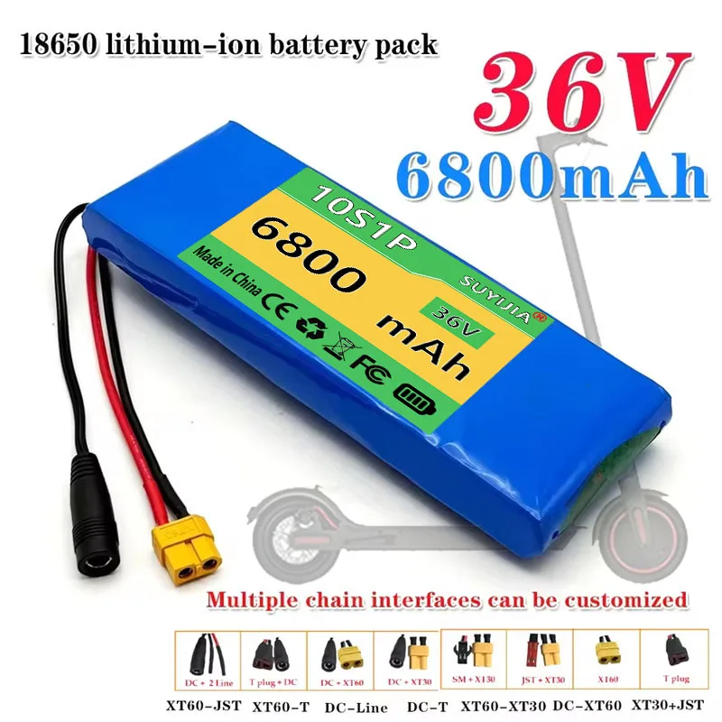 

Batterie 36V 100% Authentique, Nouvelle Batterie Rechargeable Lithium-ion 36V6800mAh 10S1P 18650 20A Avec BMS Scooter Et Vélo