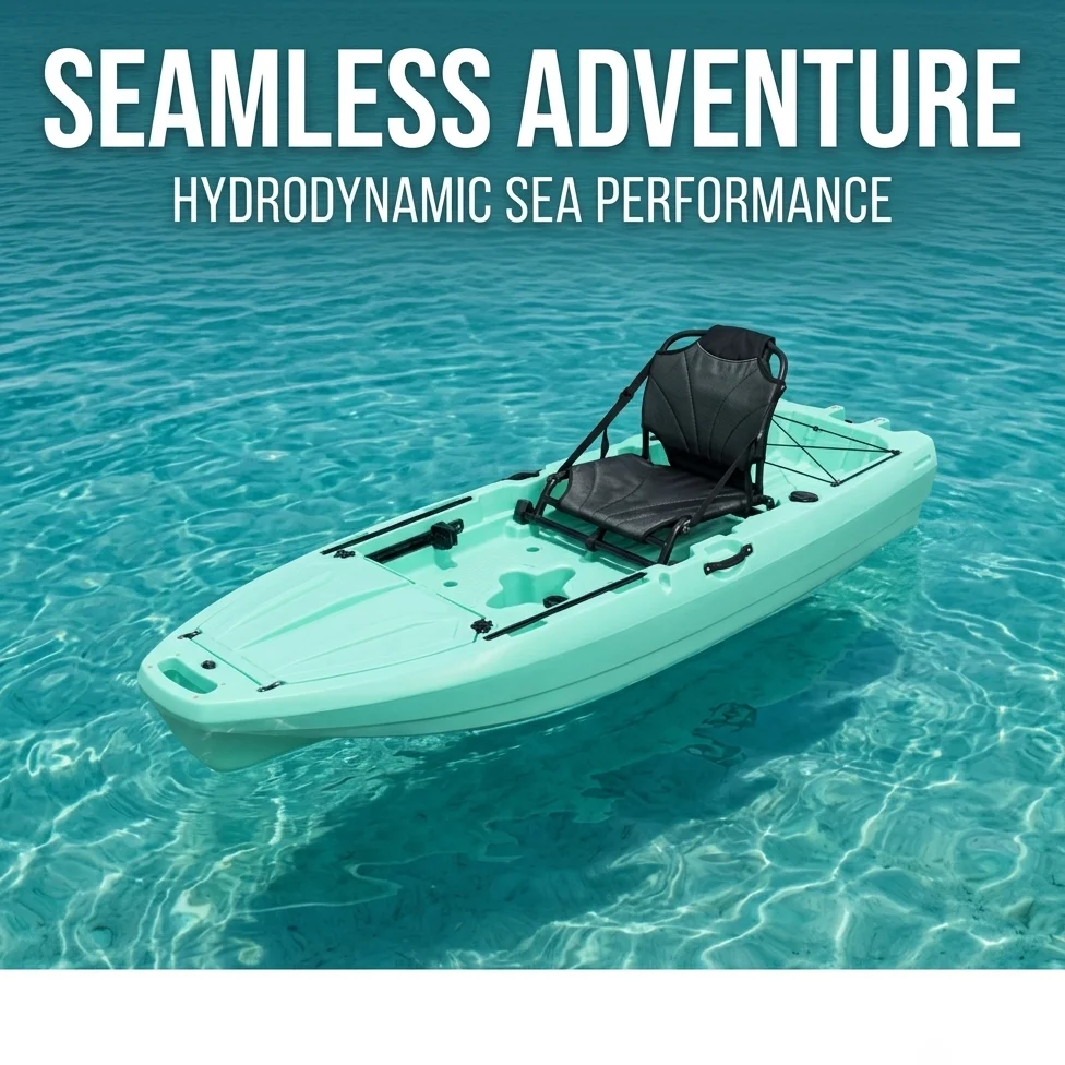 Customized Mint Green Modular Sectional Rotomolded Fishing Kayak Aluminium Frame Mesh Chair Livewell Hatch Fin Propulsion