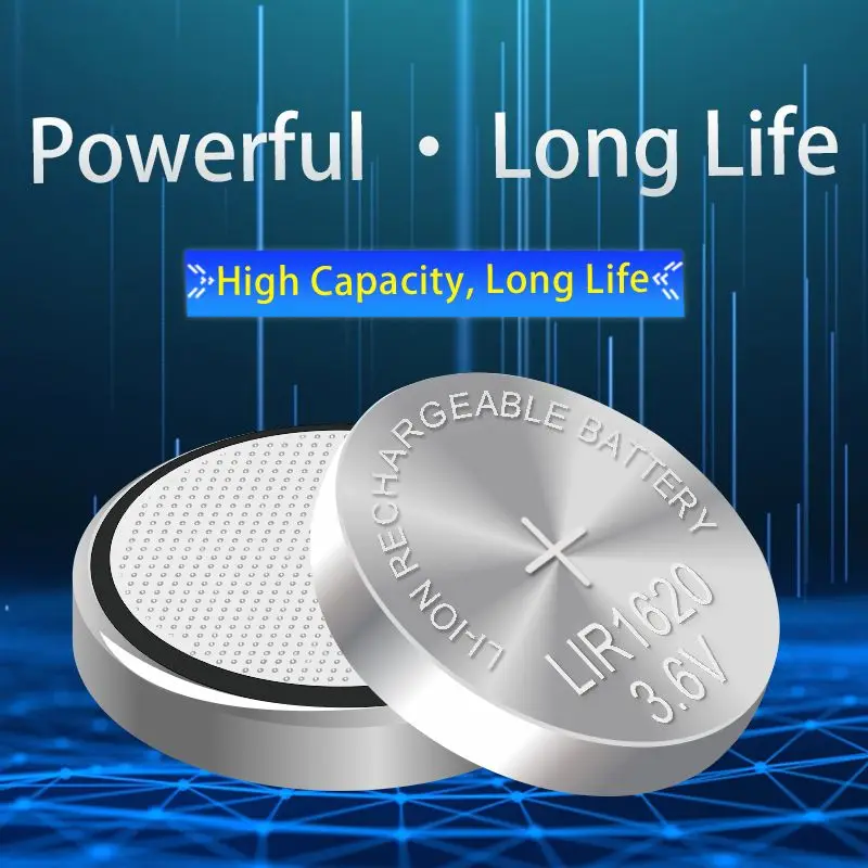 Long Lasting LIR1620 Rechargeable Button Cell 3.6V for Hearing Aid and Mini Electronic Devices