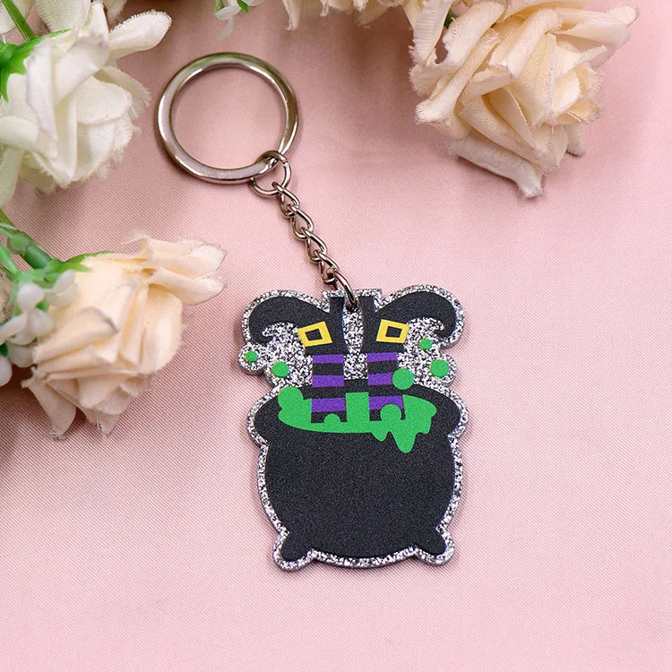 Halloween Keyring I Smell Children Hocus Pocus Pumpkin Movie Character Glitter Acrylic Keychain Laser Cut