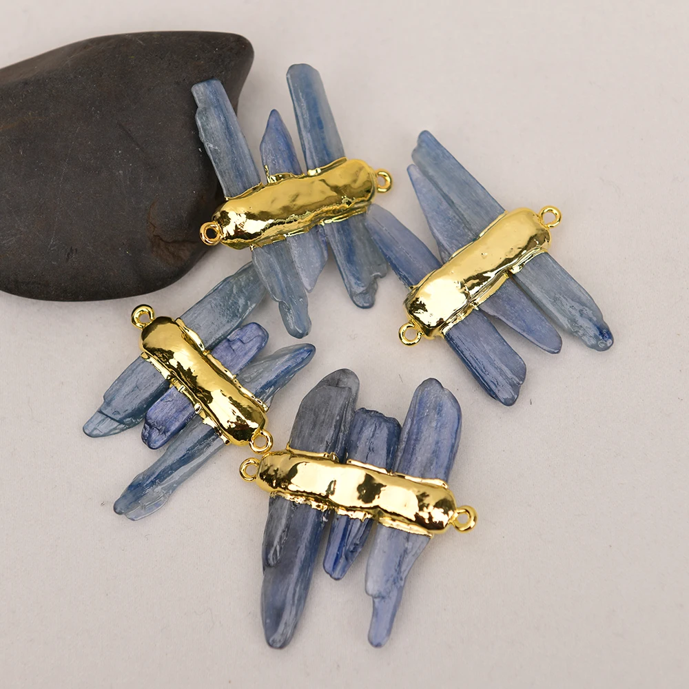 APDGG 5 Pcs Natural Blue Kyanite Connector Jewelry DIY