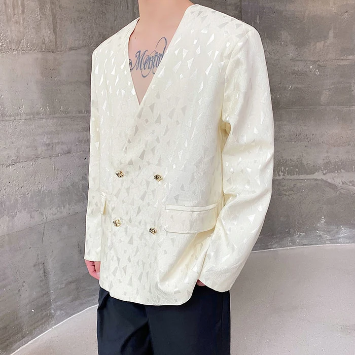 

Корейский модный мужской пиджак с V-образным вырезом, высококачественный, элегантный, для создания образа, верхняя одежда в стиле Forbidden Desire