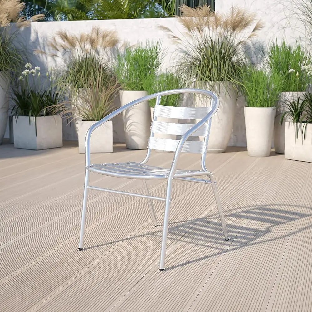 

Aluminum Indoor-Outdoor Sta Chair With Triple Slat Ba And Arms
