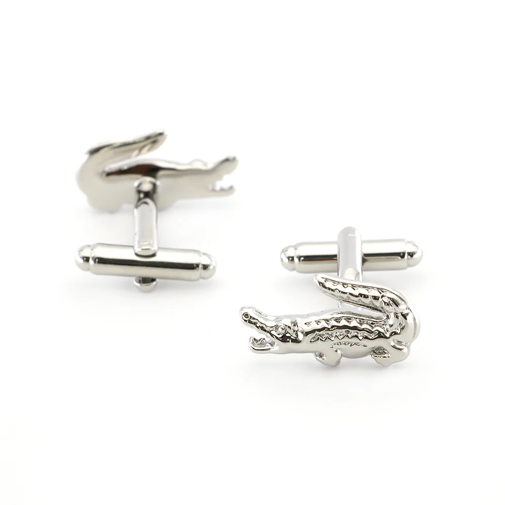 Animal Design Crocodile Cufflinks For Men Quality Brass Material Silver Color Cuff Links Wholesale&retail