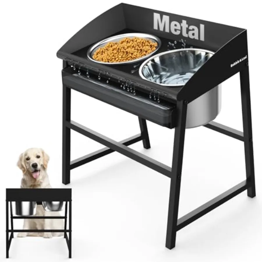 

Непроливающиеся наклонные приподнятые миски для собак крупных пород, высотой 15 дюймов, с подставкой, из нержавеющей стали, для еды и воды