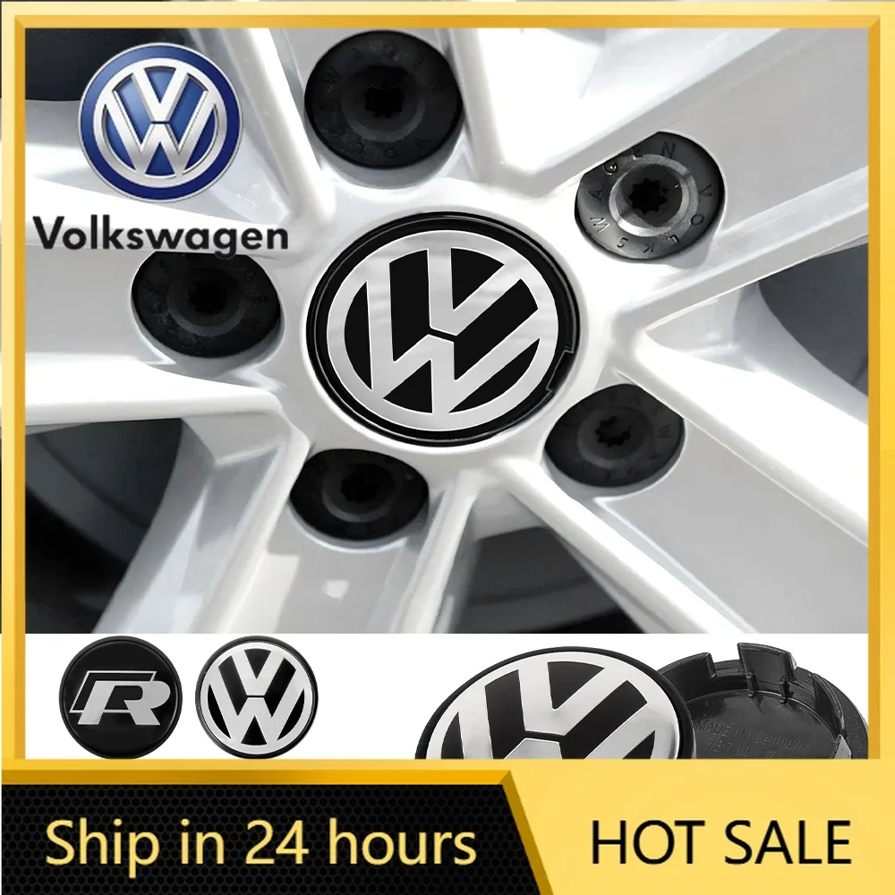 

2026 Hot 4PCS 65/76mm Car Wheel Center Hub Caps Tire Rim Covers Replacement Decoration For Volkswagen VW R GTI Golf Motion MTM 4