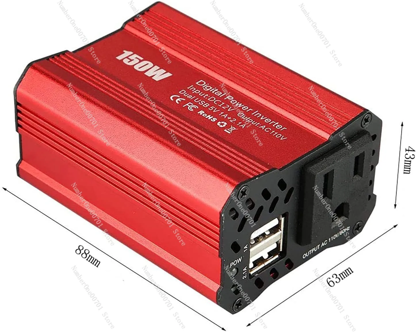 50W Car Inverter Dc12v to 110v220v American Standard European Power Supply Converter Cigarette Lighter Dual USB Port