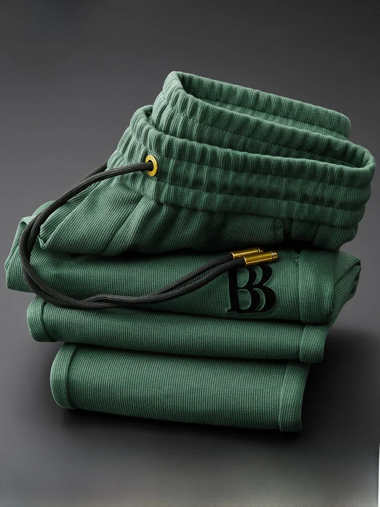 

Men's Winter Thiened Warm Sweatpants Casual Trousers Elastic Dstring Cuffed High-End ket Cut Sports Pants