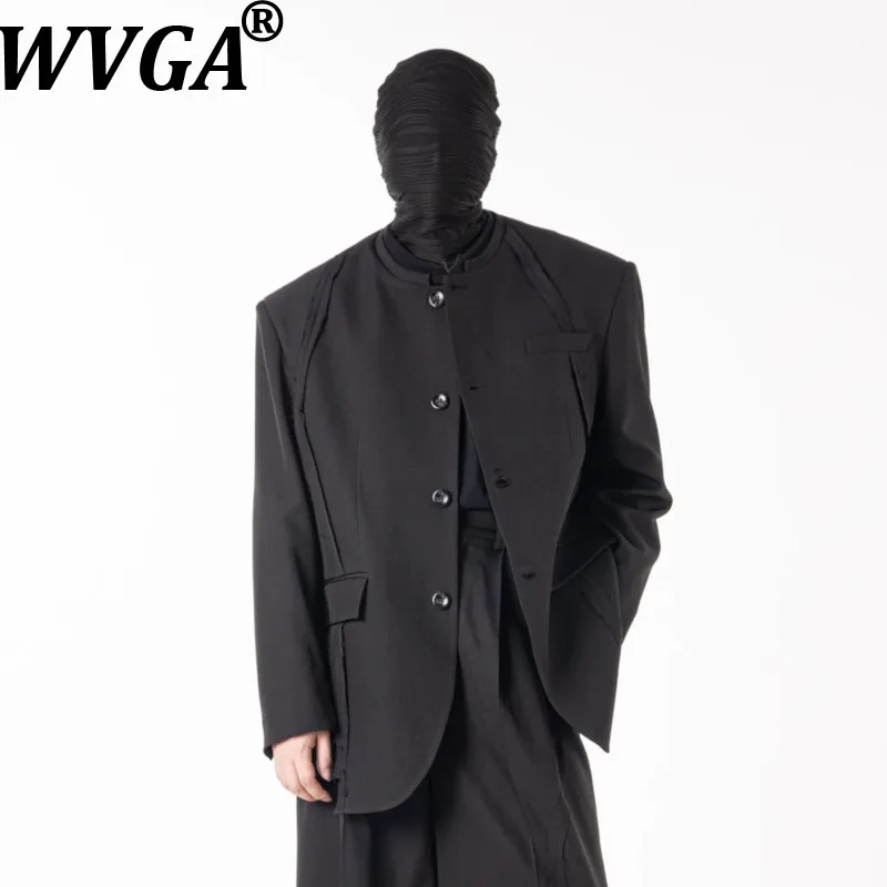 WVGA Men New Spring Autumn Collarless Design Darkwear Irregular Frayed Edge High-end Blazers Niche Chic Casual Suit Pants W18319