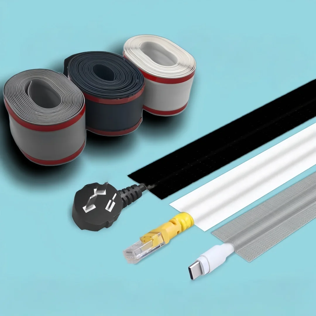 1PC 1m/39.37in High Quality Soft Cord Cover Durable Flexible Wire Cover PVC Cable Management Floor Cable Cover Indoor