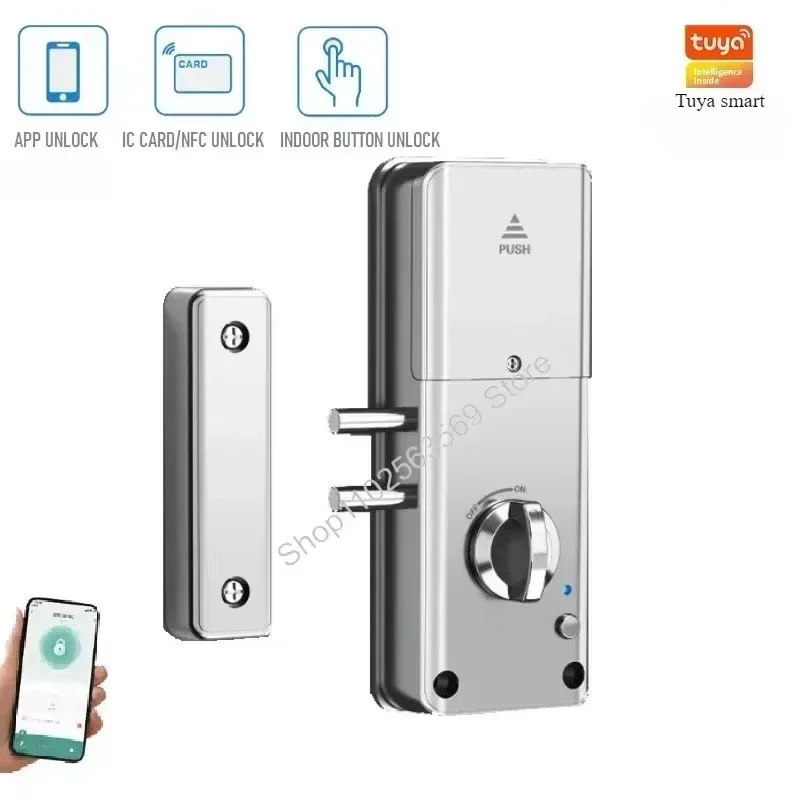 Tuya Smart Lock Keyless Invisible Door Lock APP IC Card/NFC Unlock Smart Electronic RFID Lock Indoor Hidden Burglar Door Locks