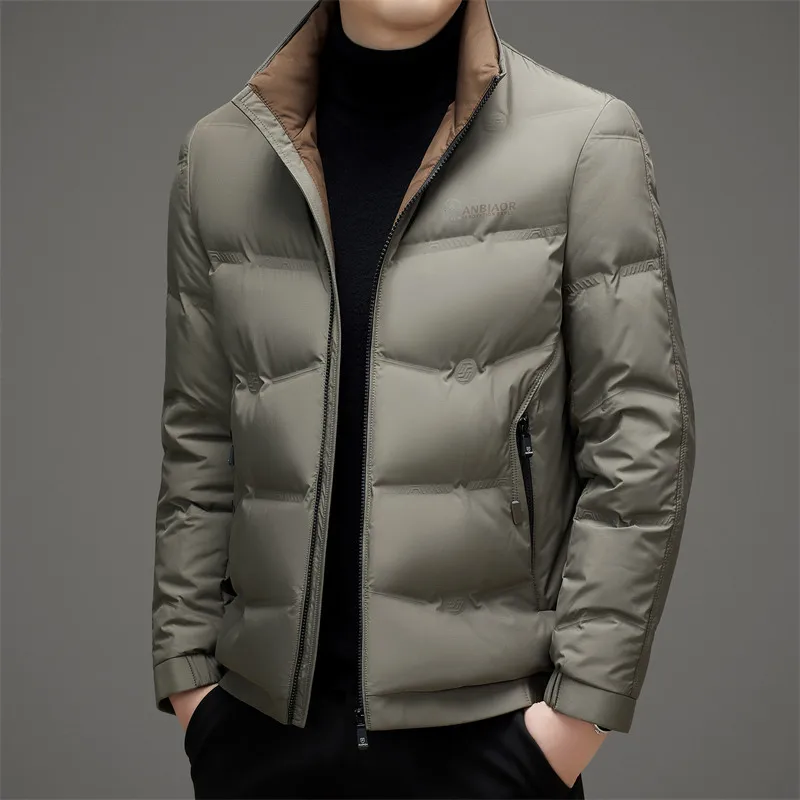 Down Jacket Men\'s 2023 Winter Fashion Thickened Warm Standing Collar Versatile Jacket