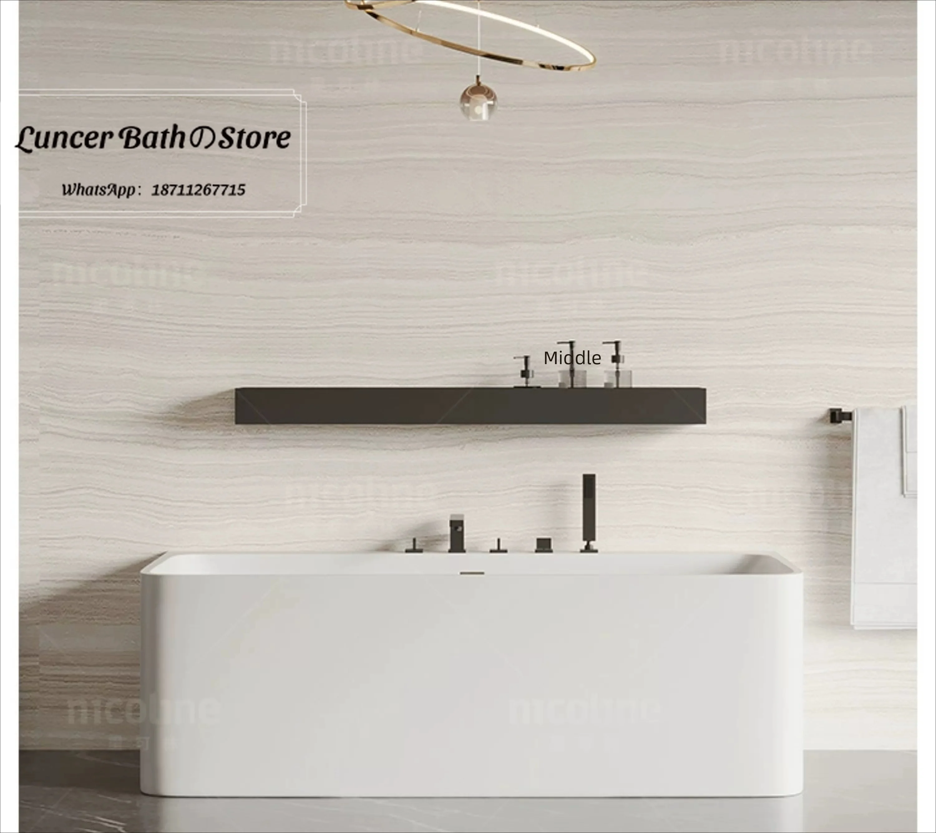 Rectangular Freestanding Bathtub Matte Pink, Integrated Solid Surface Stone Tub, Hotel Airbnb Double Bathtub for Home
