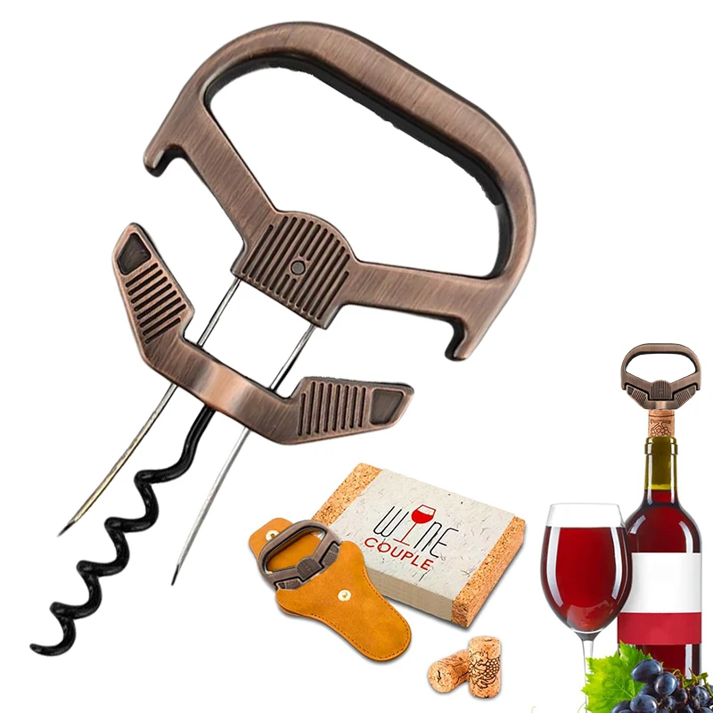 Sacacorchos de vino vintage Ah So de dos puntas para extraer corchos de vino antiguos y frágiles, accesorios de barra portátiles tipo escritorio