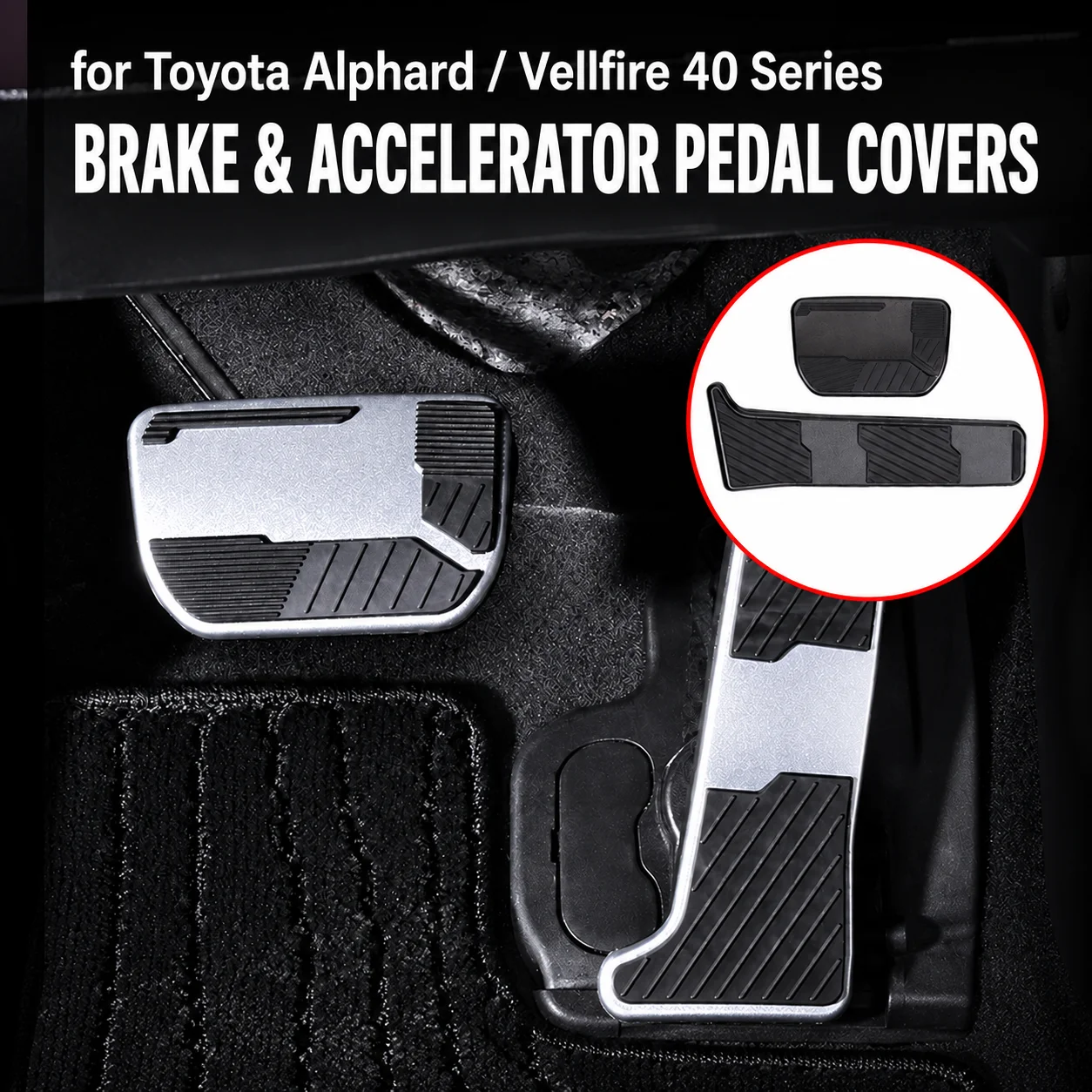 Car Aluminum Pedal Covers for Toyota Alphard Vellfire 40 Series Accelerator Brake Interior Accessories Automatic Sport Style