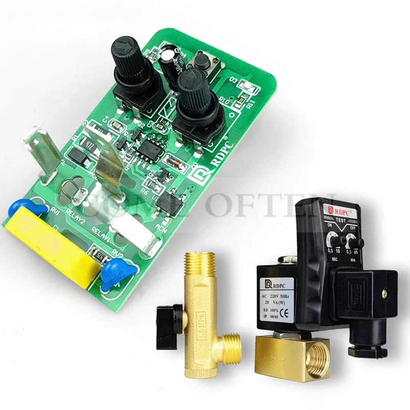 Electronic Drain Valve Fittings Pilot Head Timer Solenoid Valve Coil Hole Diameter 13mm AC220V G1/2\