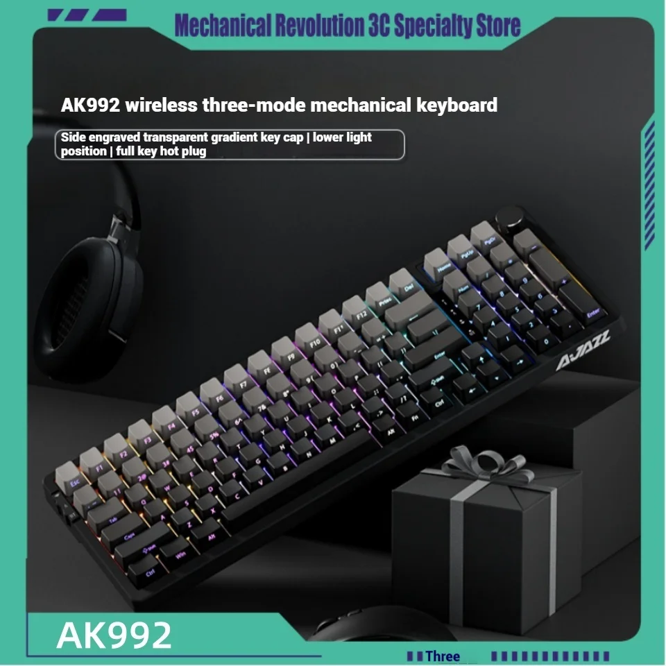 

Ajazz Ak992 Mechanical Keyboard Wireless Rgb Hot Swappable Wired Tri Model Gasket 98key Factory Runcha Red Shaft Gaming Keyboard