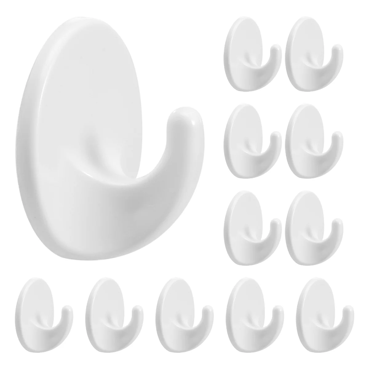 12 Pcs Plastic Hooks Self Adhesive, Sticky Hooks Removable Wall Hooks,Stick on Hooks for Hanging Coat Cloth Towel