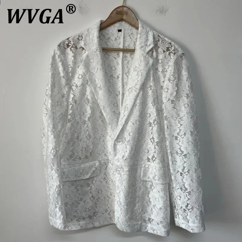 

WVGA Spring Summer New Men's Punk Tide Techwear Elegant Hollow Out Niche Design Blazer Sunscreen Chic Casual Suit-Coat Ins W7444