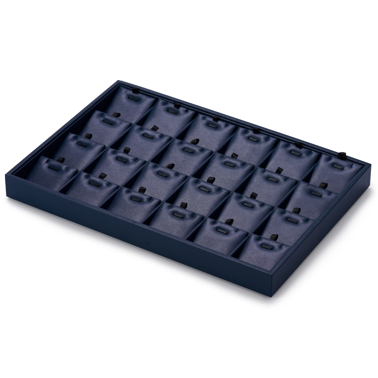 Oirlv Premium Blue Leather Stackable Jewelry Tray Multifunction Jewelry Drawer Organizer Trays Rings Earrings Storage Props