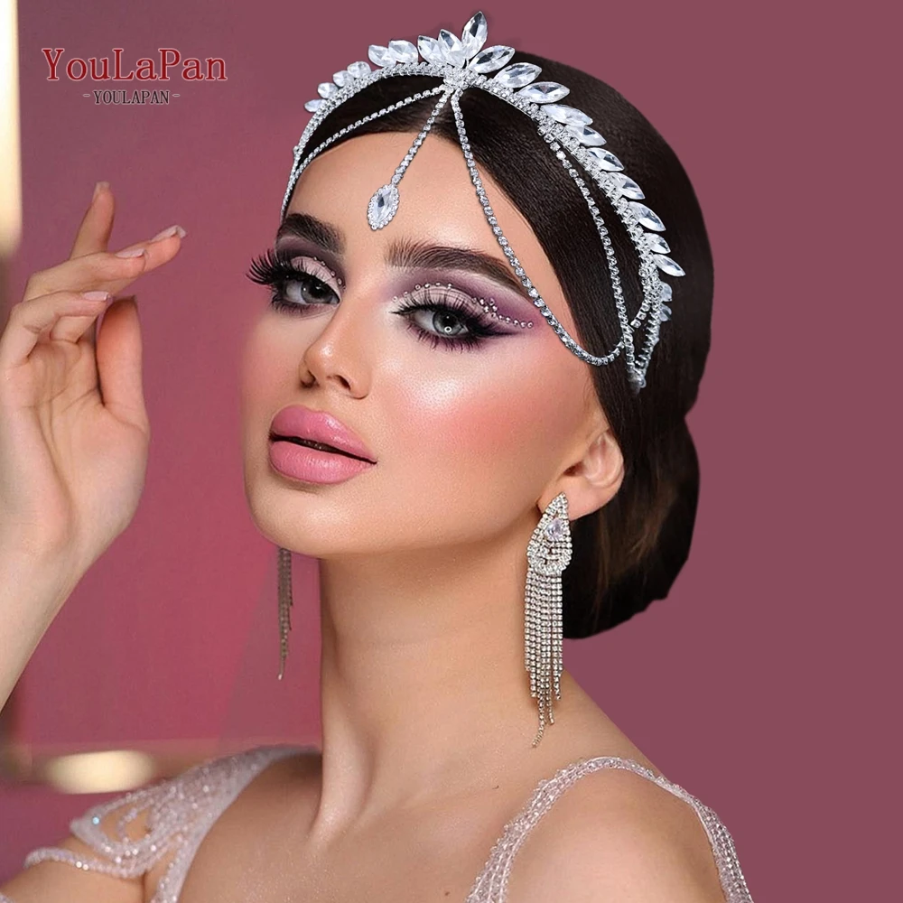 YouLaPan Tiara Ślubna Obręcz do Włosów Ślubna Ozdoba do Włosów z Cyrkoniami Opaska Bankietowa Korona na Imprezę Akcesoria do Włosów Vintage HP927