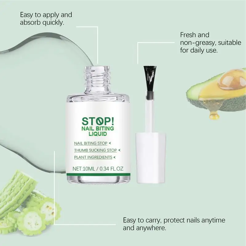 No Bite Nail Polish Bitter-Tasting Nail Care Nail Strengthener Nail Bite Stopper Safe Long-lasting Nail Biting Polish Finger image 3