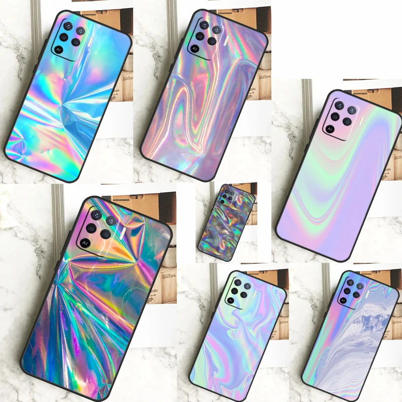 Rainbow Holographic Iridescence For OPPO A57 A57S A77 A5 A9 A53 A52 A72 A96 A76 A16 A54 A74 A94 A38 A58 A78 A15 A17 Case