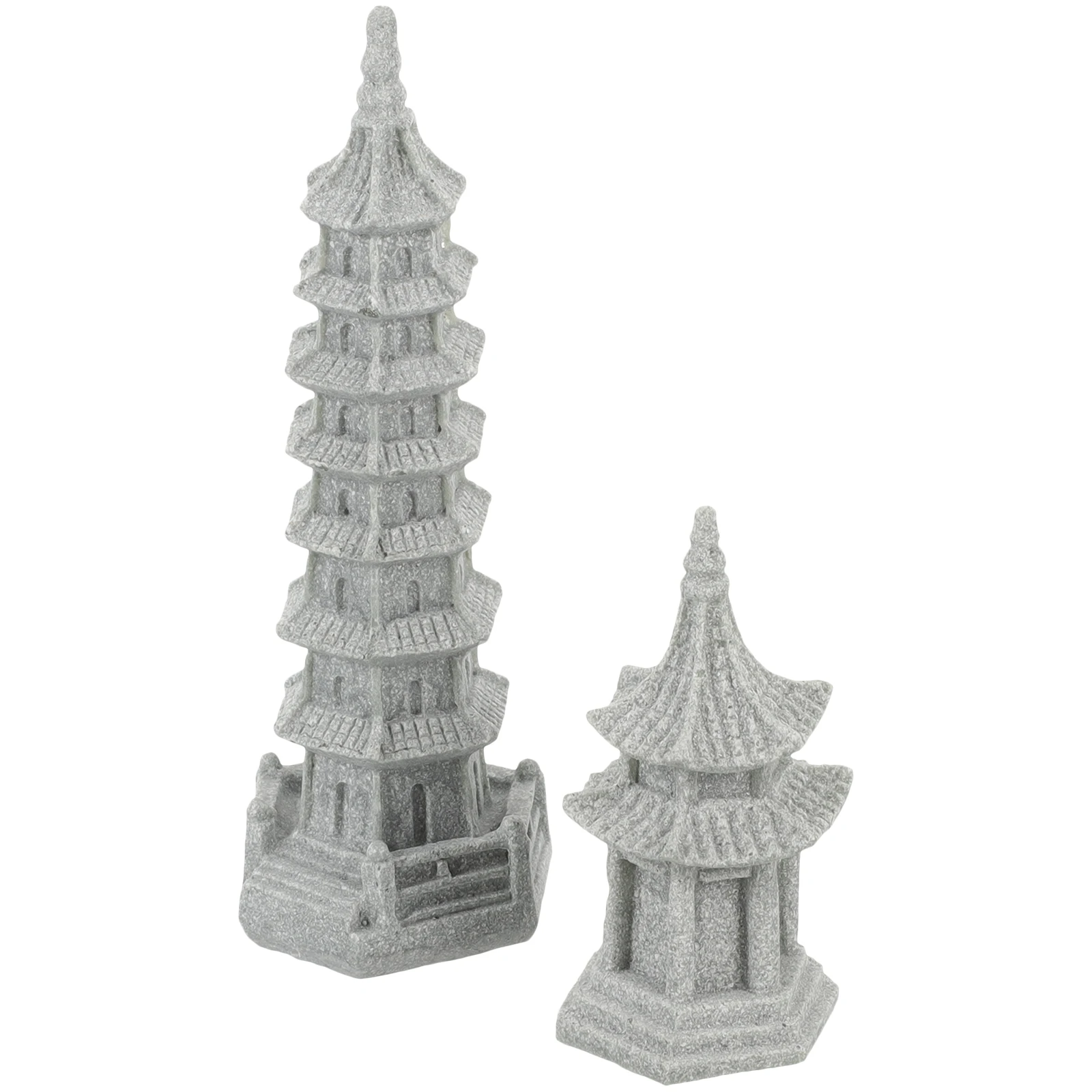 

2Pcs Simulated Wenchang Pagoda Stone Pavilion naments Decor Bonsai Accessories L Statues