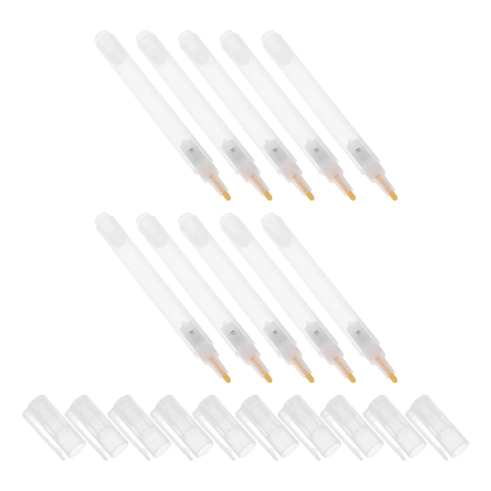 10Pcs Empty Paint Pen Clear Refillable Marker 3Mm Transparent Barrel Round Head for Wood Paper Drawing