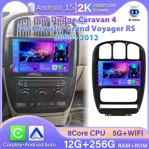 For Dodge Caravan 4 For Chrysler Grand Voyager RS 2000 - 2012 Android 15 Car Radio Carplay Video GPS Navigation No 2din Screen