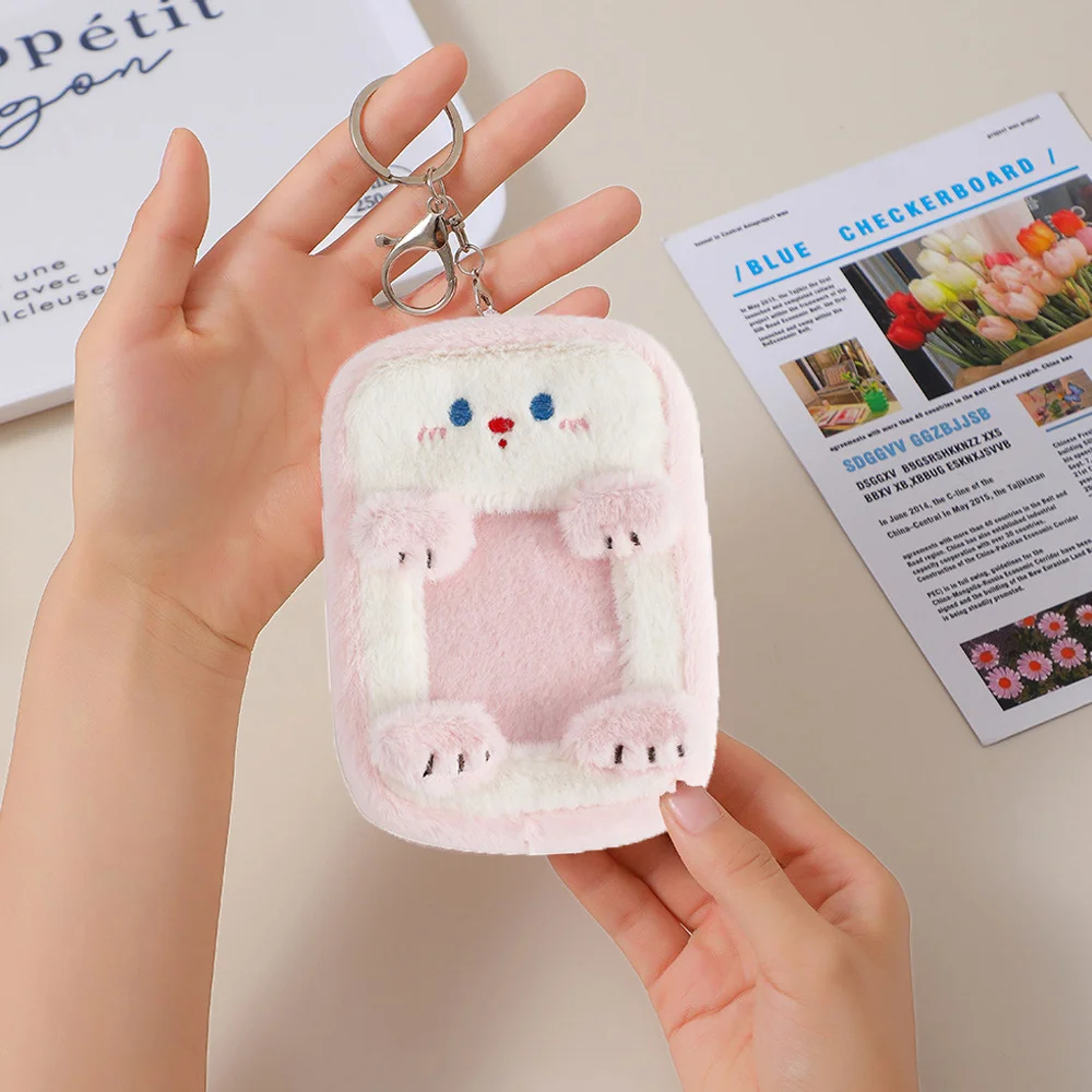 Hot Cartoon Plush Card Holder Cover Keychain ID Credit Case Photo Card Holder Star Chasing Fluffy Bus Card Protector Bag Pendant