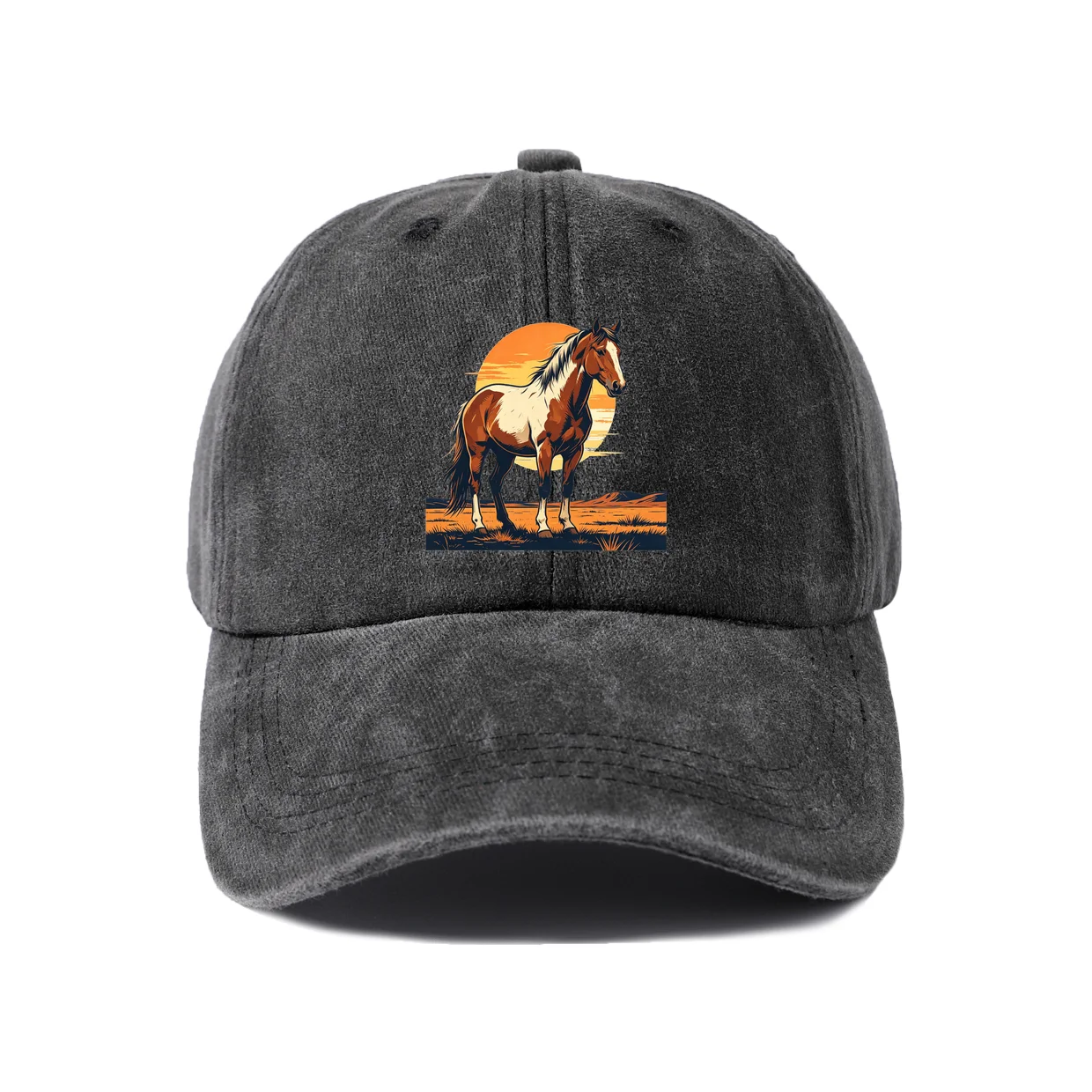Sunset Surfer Graphic Baseball Cap, Vintage Washed Adjustable Unisex Dad Hat, Everyday Gift
