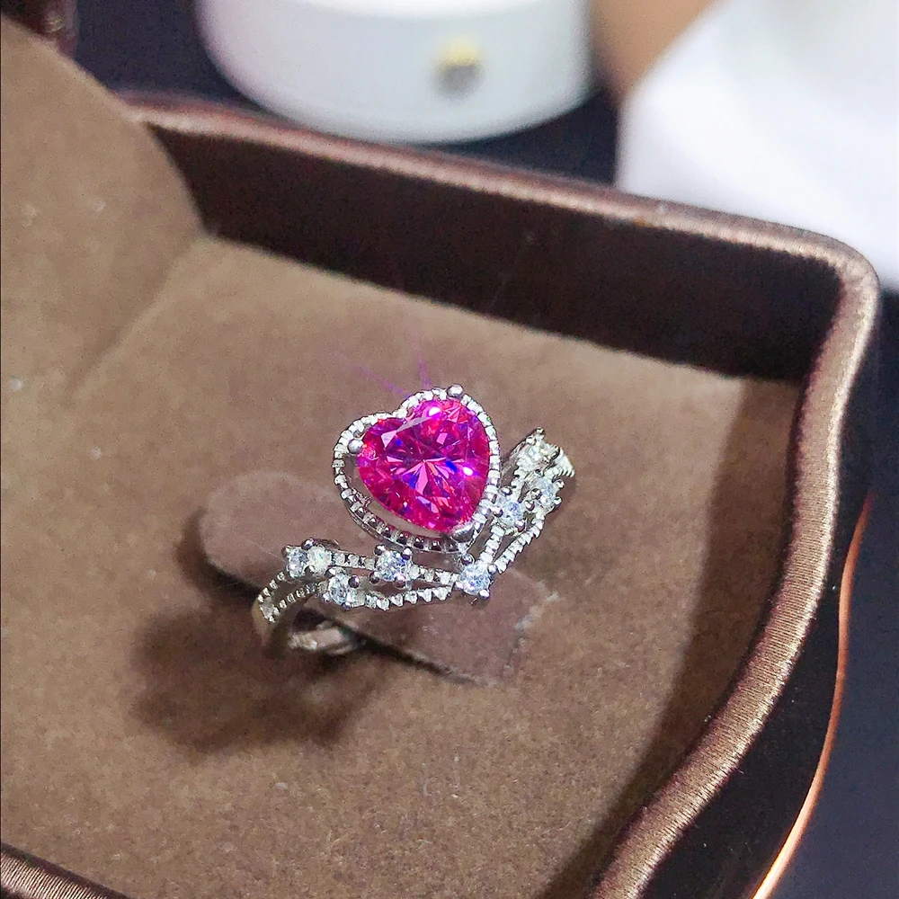 

Pink moissanite Personality design New ring, 925 Sterling silver, beautiful color, sparkling, 1 carat Diamond D VVS1