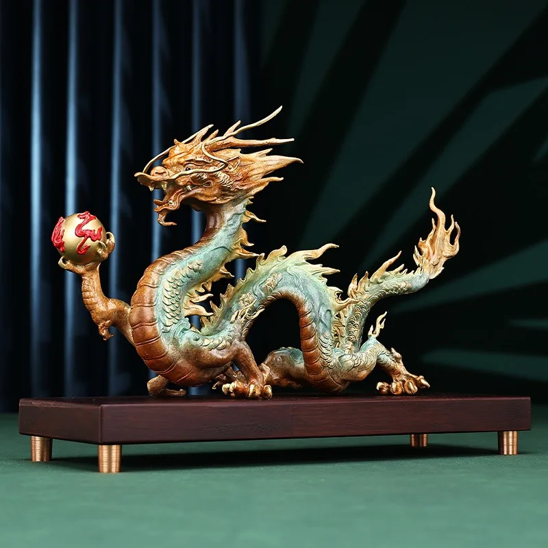 Brass Longteng Four Seas Ornament Home Office Swiss Beast Dragon Crafts Chinese Decoration Opening Gift