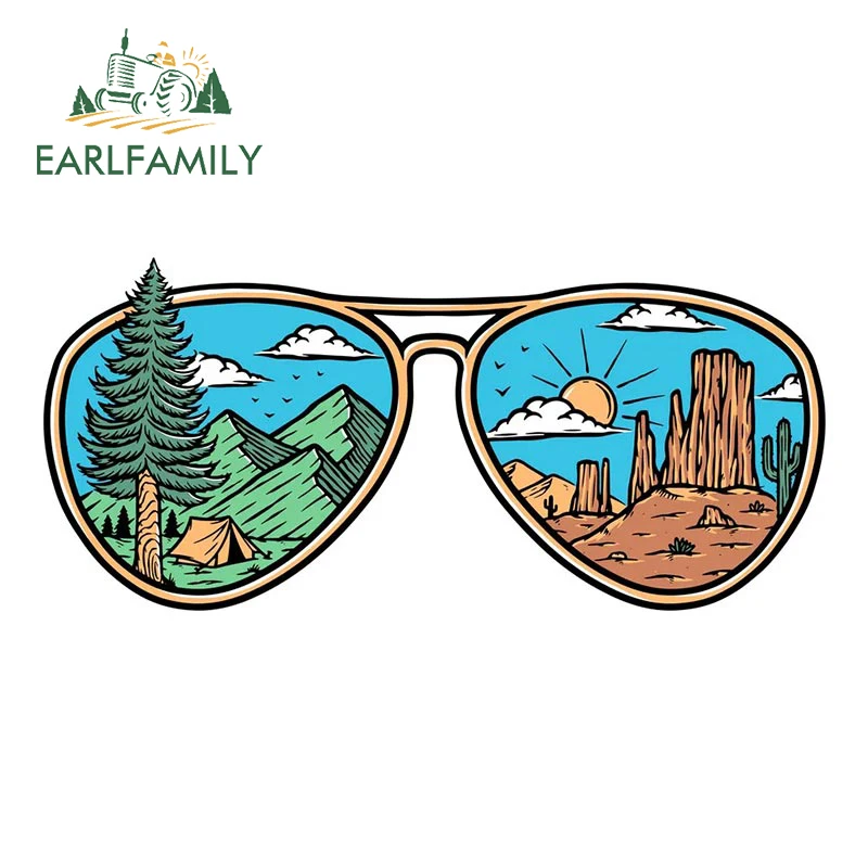 EARLFAMILY 13cm x 5.9cm for Mountains and Deserts In Eyeglasses Car Stickers Anime Waterproof Decals Scratch-Proof Car Goods