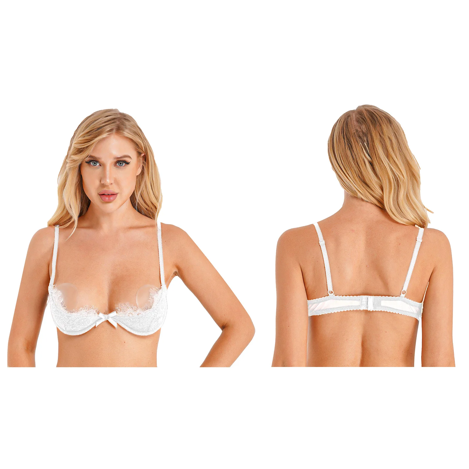 Soutien-gorge en dentelle pour femmes, couleur unie, nœud papillon, à armatures, bretelles Spaghetti réglables, sous-vêtements, Lingerie