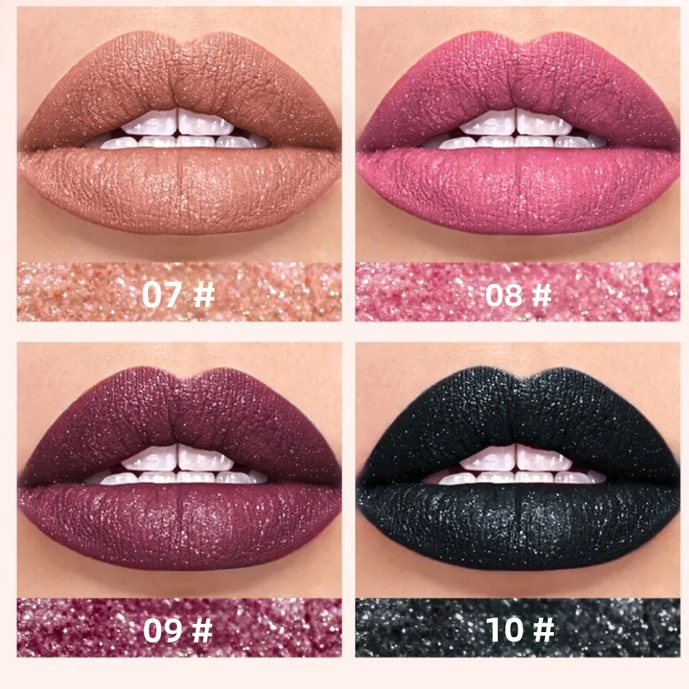 QIBEST パールリップグレーズ ダイヤモンドリキッドリップスティック ノンスティックカップ ノンフェードリップグロス マットファインシマーリップグレーズ リップティント