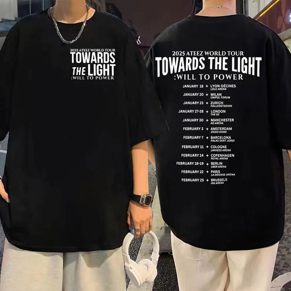 Limited Ateez Towards The Light World Tour T Shirts Kpop Fashion Clothing Short Sleeve T-shirt Men Women Casual Cotton T-shirts